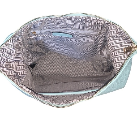 Convertible Oversized Vegan Leather Light Blue Hobo Bag - Picture 12 of 13